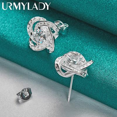 925 Sterling Silver Four-Leaf Clover Zircon Stud Earrings For Women Fashion Jewelry