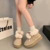 Women's Fashion Lightweight Cute Fur Ball a Foot Stirrup Thick Bottom Winter Warm Snow Boots Fur Integrated Non-slip Leisure Sports Cotton Boots