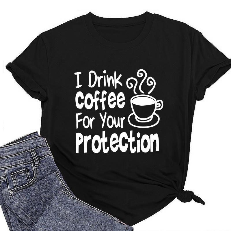 ZIMOXUAN Bebo Café Para Tu Protección Camiseta, Camisetas Divertidas Para Amante del Café, Camiseta Sarcástica, Camiseta de Regalo Linda