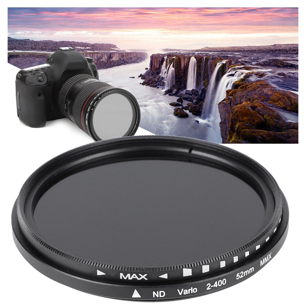 Junestar 52MM Neutral Density Lens ND Filter ND2‑ND400 Adjustable for SLR Mirrorless Camera Lens