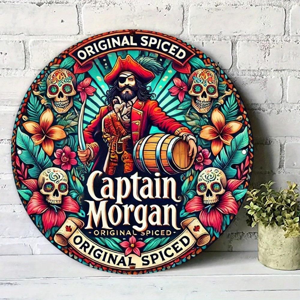

Metal Wall Art Round Captain Morgan Decor Vintage Pub Sign 20x20cm Home Bar Cafe 20x20 разноцветный