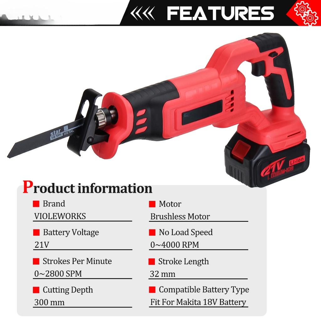 18V Elektrische Säbelsäge 1500W Mit Bürstenlosem Motor Li-Ionen-Akku Sägeblätter Matal Holzschneidwerkzeug für 18V Akku