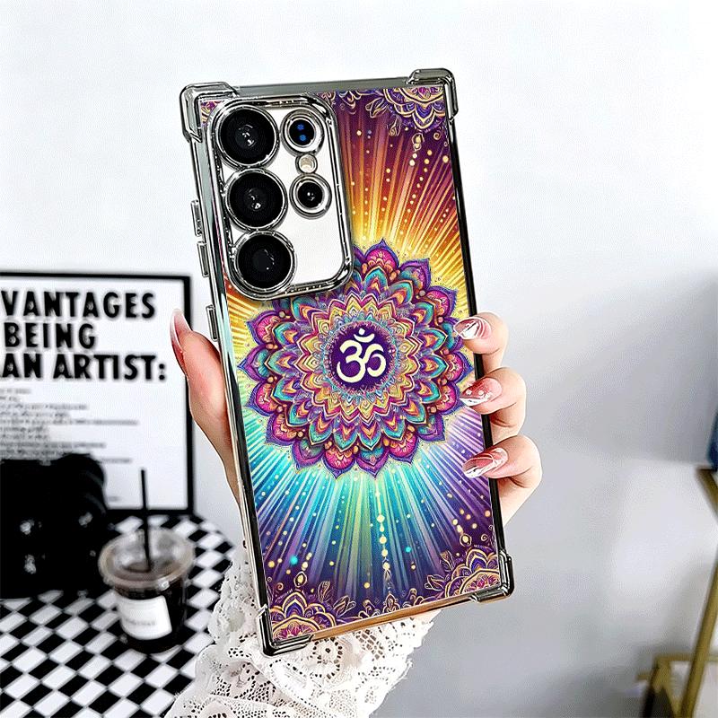 

Mandala Chakra Insist Yoga Soft Phone Case For Samsung Galaxy S26 Ultra S25 Edge S24 FE S23 Plus S22 S21 + S20 Plating Anti-Fall Samsung S23 Ultra