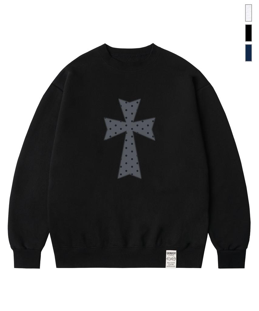 GRAVER [Unisex] Dot Cross Sweatshirt_4Color