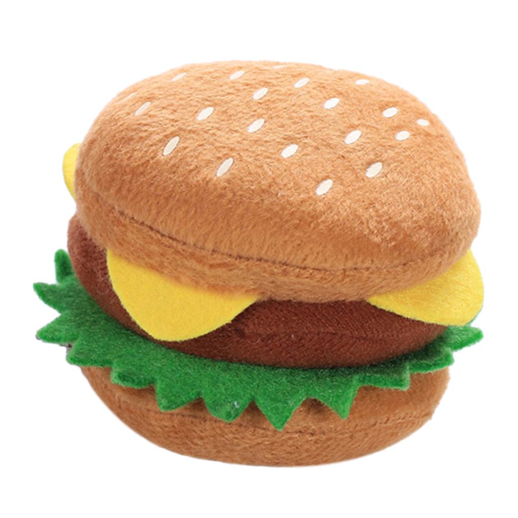 3x Dog Hamburger Chews Squeaky Squeaker Rubber Puppy Chewing
