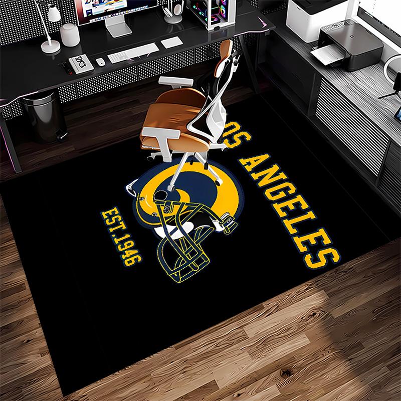 Los Angeles Rams Logo Print Area Rug - Soft, Washable Non-Slip Indoor Mat for Office Chairs, Living Room, Home Office Decorative Rug