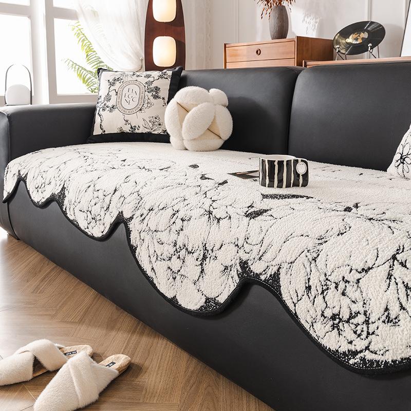 Nordic High-Grade Camellia Sofa Cushion Special-Shaped Irregular Sofa Seat Cushion Anti-Slip Cover Cloth