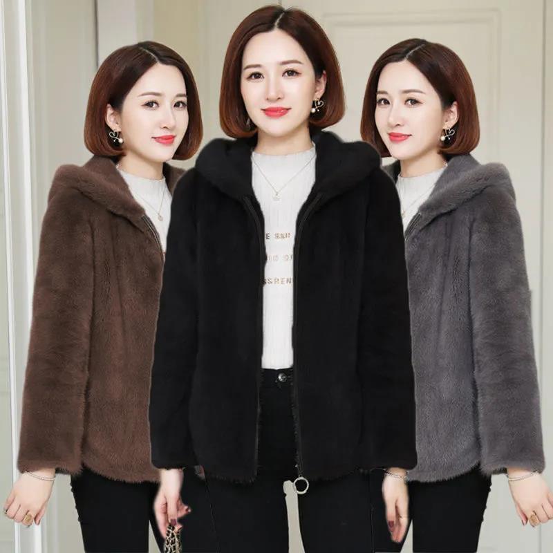 Autumn Winter Long Velvet Fleece Zipper Hooded Jacket Warm Sleepwear Polyester Fiber Basic Loose Fit Regular Sleeve Length