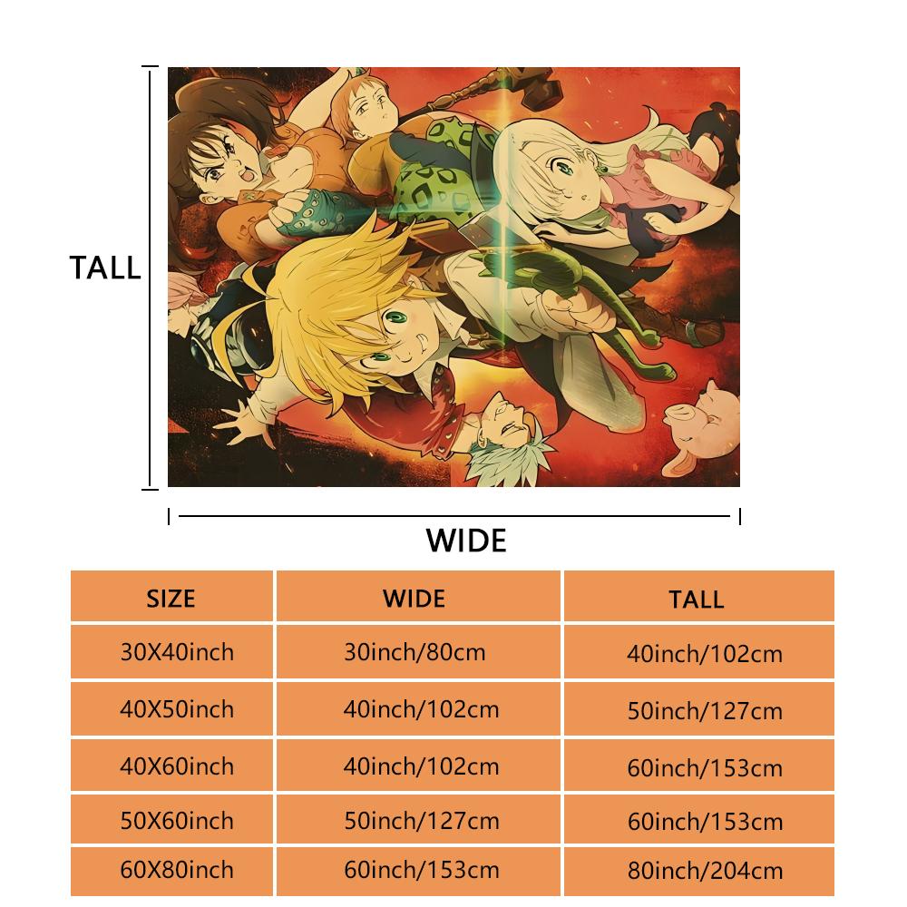 Anime S-Seven Deadly Sins Throw Flannel Fluffy Soft Blanket Warm Skin-Friendly Throw For Sofa Bed Office Nap Winter