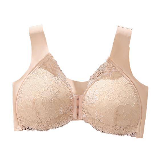 

Бесшовное нижнее белье с застежкой спереди, пуш-ап, женский сверхэластичный дышащий бюстгальтер, женский мягкий кружевной бюстгальтер с швами, беспроводной бюстгальтер 3XL абрикосовый