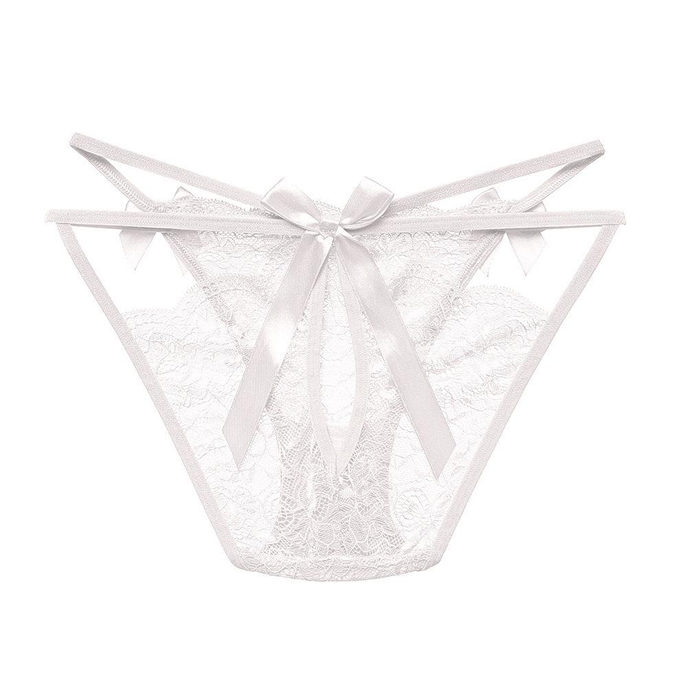 Seductive Lace Hip-Lifting Low-Waist Open-Crotch Triangle Panties Set