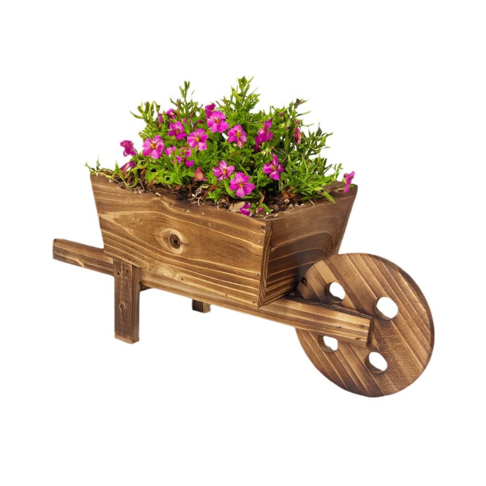 Handmade Rectangular Wooden Flower Pot - Pastoral Style, Creative Design for Succulents