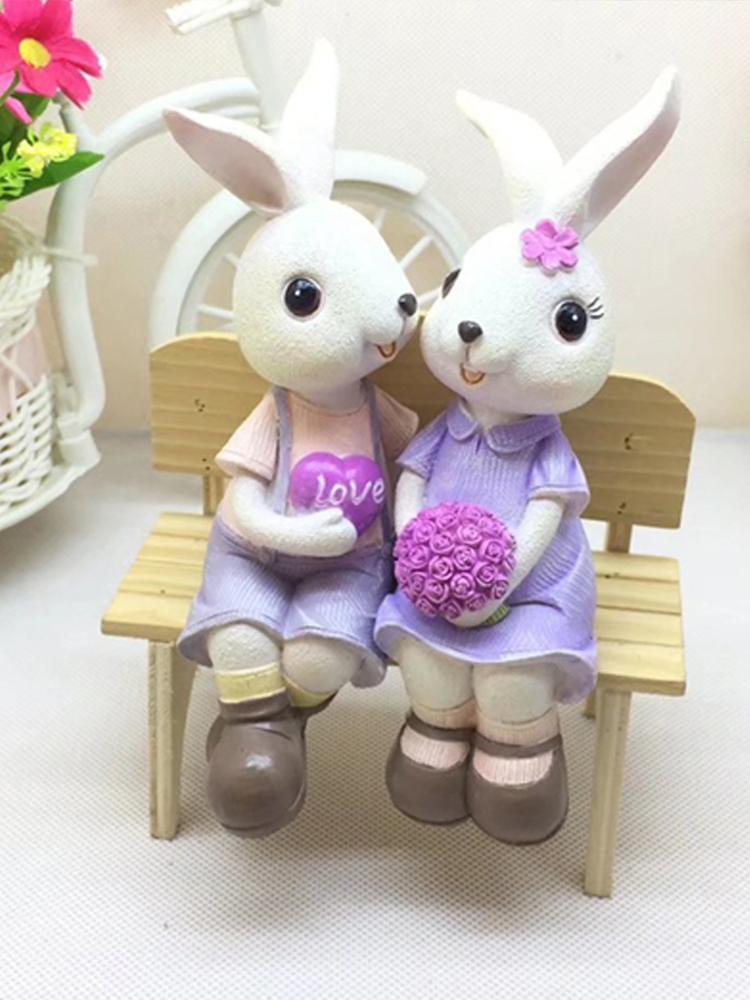 Lavender Couple Hanging Doll Non Slip Base Lifelike Cute Dangling Leg Bunny Doll