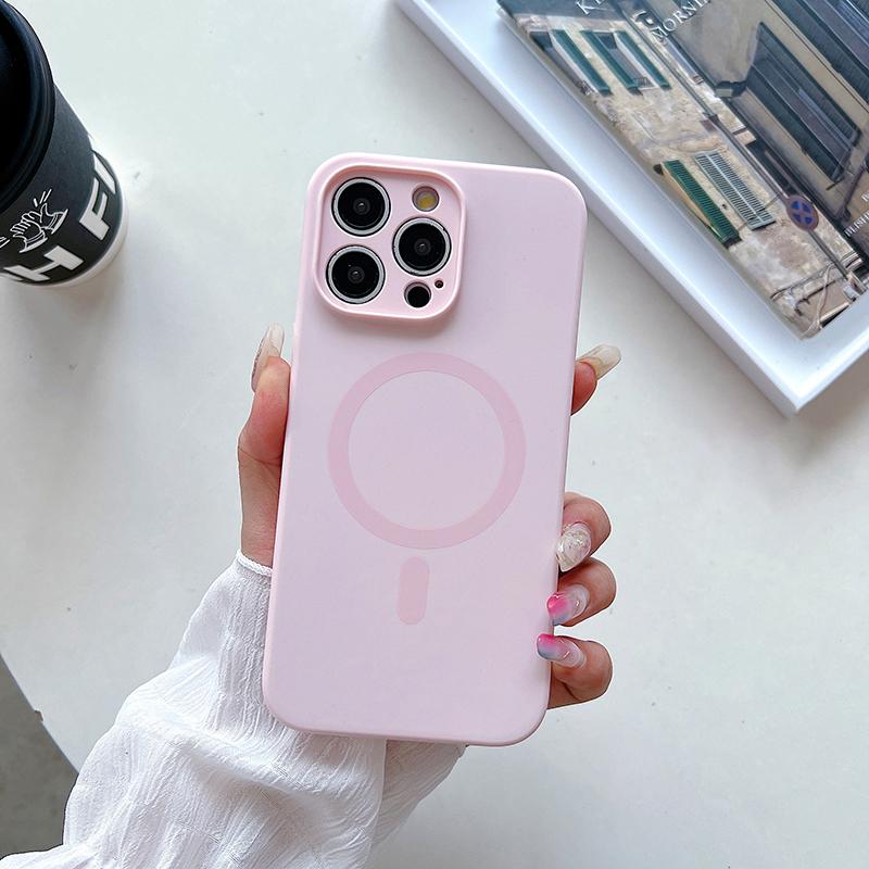 Original Liquid Silicone Matte Fluorescence For Magsafe Case For iPhone 15 14 13 Pro Max Wireless Charge Magnetic Soft Cover