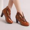 Women's high-heeled single shoes spring and autumn waterproof table thick-heeled color matching large-size single shoes