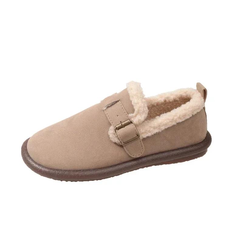 fashion Winter Women's Plus Velevt Flat Shoes New Keep Warm Shallow Flock Snow Boots for Women Outdoor Causal Shoes Women's Ankle Boots