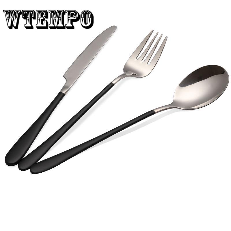 Knife 3pcs/set Stainless Steel Gold Plated Dinnerware Knife Fork Spoon Kit