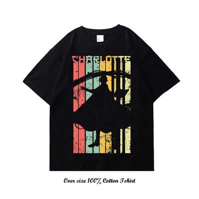 Charlotte Graphic Printing T Shirt Cotton Unisex Tops Hip Hop Streetwear Short Sleeve Summer Oversized Vintage Harajuku Tshirt