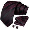 Wedding Tie for Men Red Shinny Silk Necktie Set with Gold Ring Pocket Square Cufflinks Set Dibangu