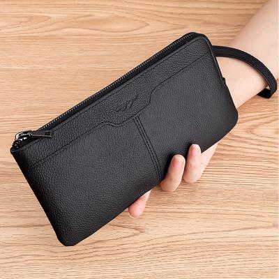 Portefeuille Long en Cuir de Vache Véritable pour Hommes Blocage RFID Porte-Cartes Multiples Emplacements pour Cartes Grande Capacité Portefeuille Élégant Compact pour Voyage Quotidien Stock Disponible