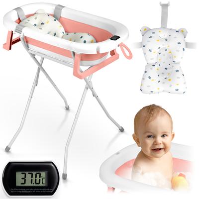 Opvouwbaar Badje Voor Kinderen, Baby's Met Een Frame, Thermometer En Inzetstuk Ricokids Rk-287 Wit En Roze