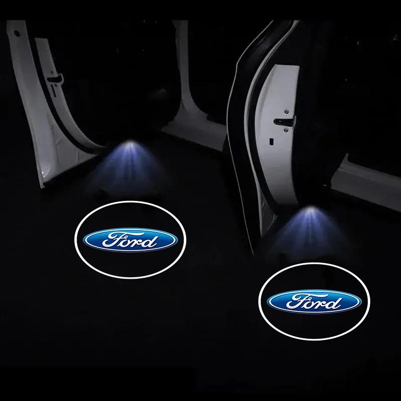 

Car Sticker Hot For Ford 2Pcs Car Badge Door Projector HD Wireless Welcome Light Accessories For Ford Focus 2 3 Mondeo Kuga Fies