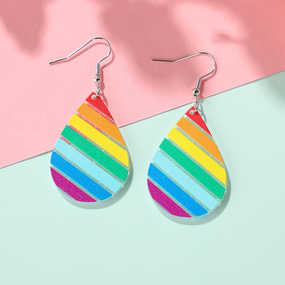 

Серьги в полоску с акриловой мозаикой и цветными блоками, модные простые серьги с радужным градиентом для женщин