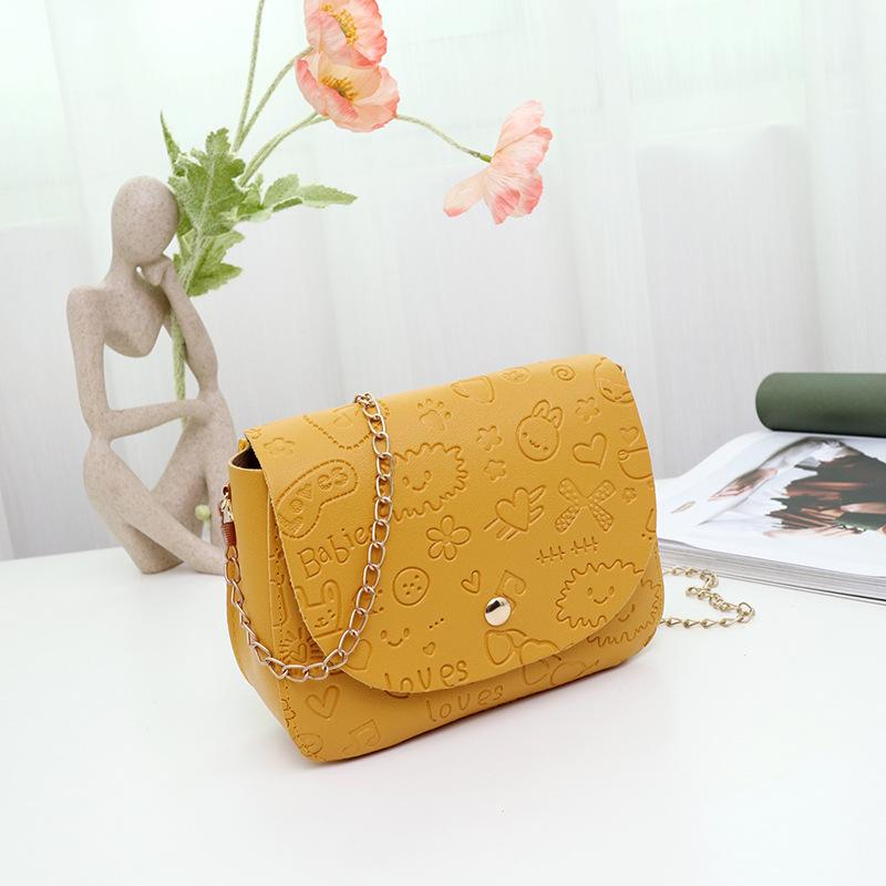 Fashion embossed pattern single shoulder crossbody chain small square bag versatile women's bag