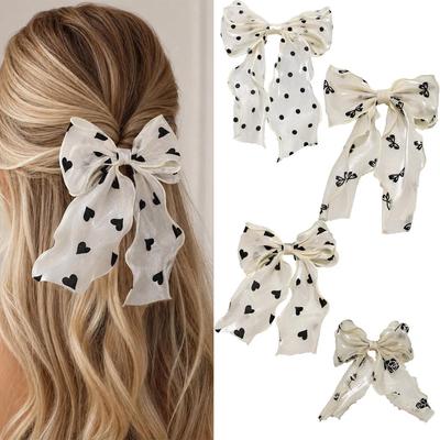 Pinza para el pelo con lazo de corazón de lunares: Accesorio Versátil de Diadema de Cinta para Mujeres