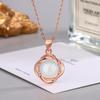 Ethnic Style Zircon & Green Agate Pendant Necklace with Yellow, Red, White Chalcedony for Women