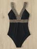 One-piece swimsuit women's black sequins plus size XL One-piece swimsuit women's black sequins plus size S