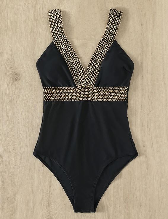 One-piece swimsuit women's black sequins plus size XL One-piece swimsuit women's black sequins plus size S