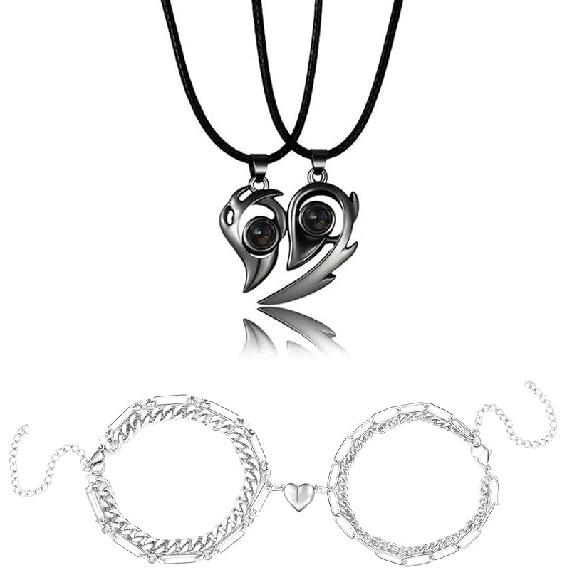 Long Tiantian Couples Bracelets Necklaces Matching Couple Bracelet Necklace for Bf Gf Couple Gifts for Her Couples Promise Necklace Bracelet for Him