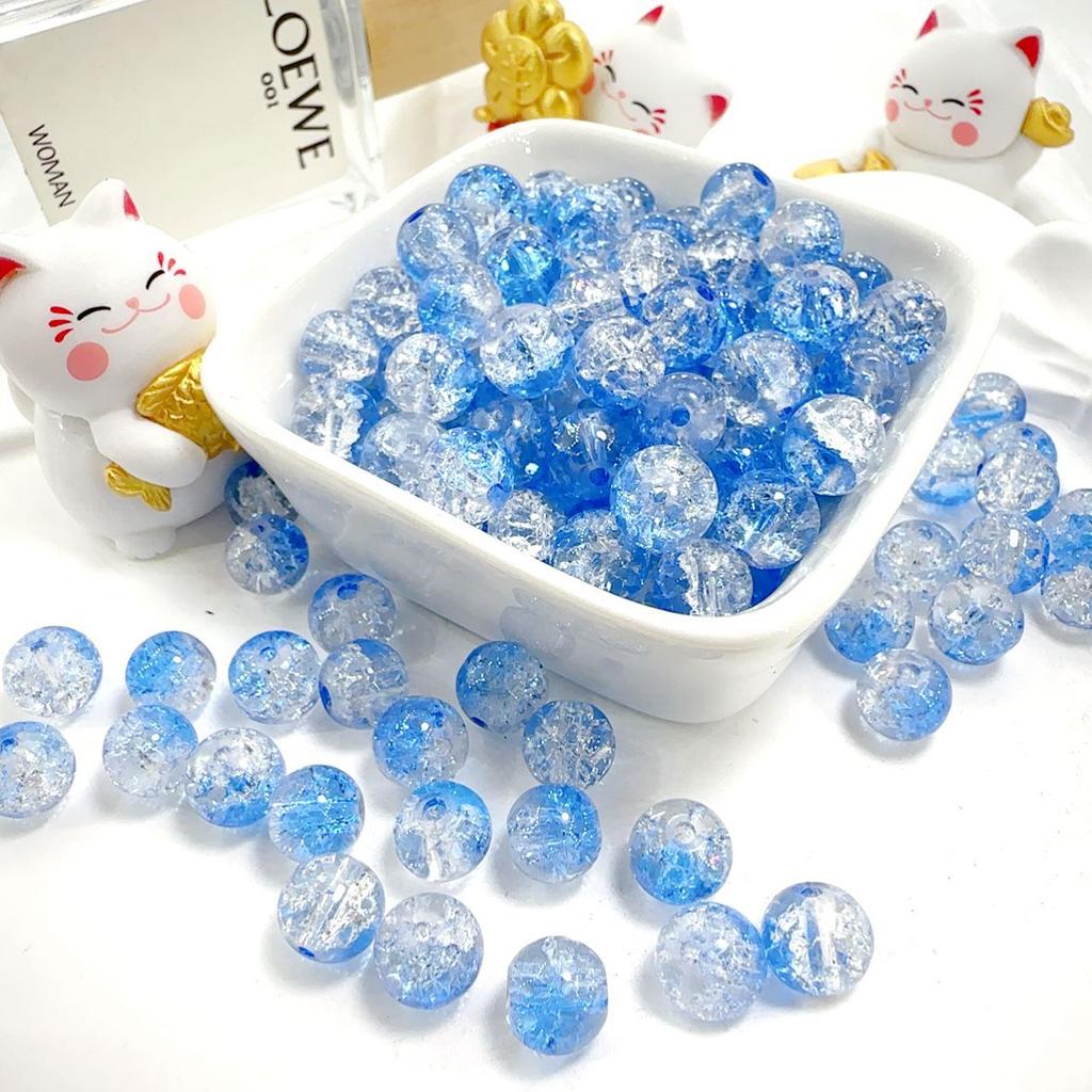 10mm Crackle Glass Round Beads, Loose Spacer Beads DIY Accessories for Bracelet Making 50pcs