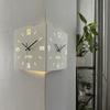 Corner Clock Iron Double Sided Corner Wall Clock With Light For Dining Room Living Room Office Construction Modern Silent Moveme