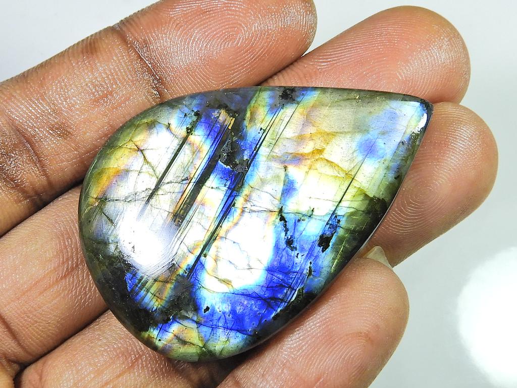 119Cts.Natural Labradorite Multi Flash Pear Cabochon Loose Gemstone35X49X7MM SK-1126