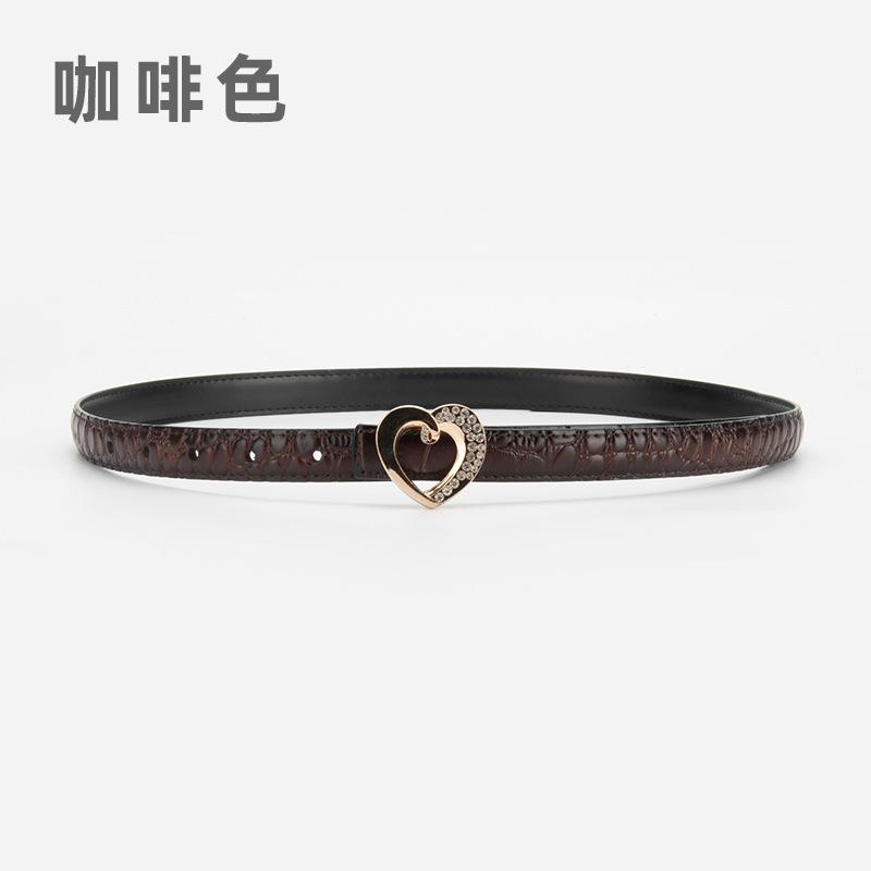

New leather thin belt women s dress pants waist fashion decorative crocodile pattern belt women s hair 105*1.8cm темно-коричневого кольору