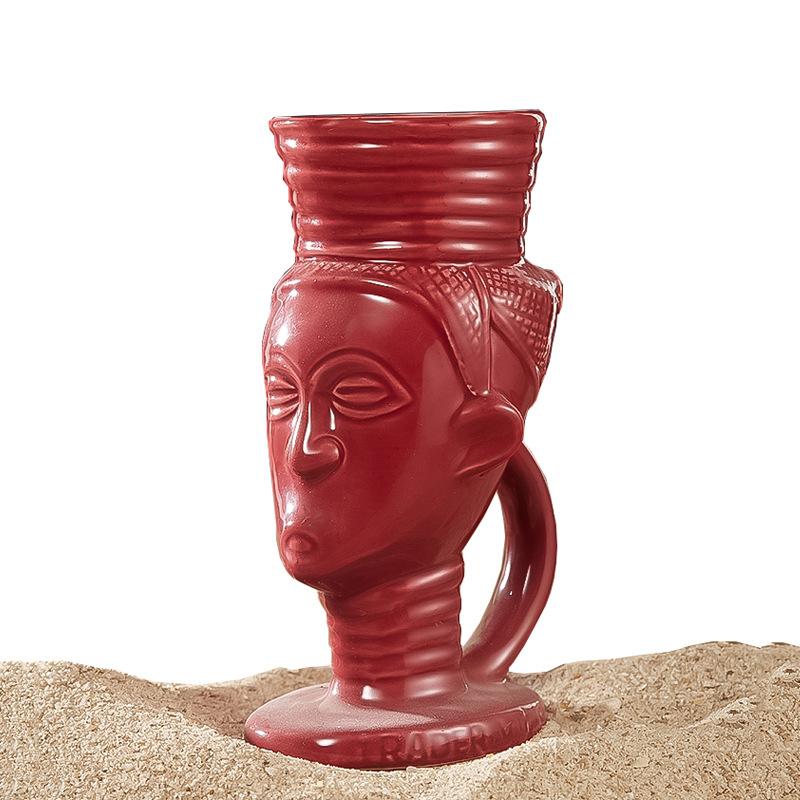 280ml Hawaii Tiki Cup Creative Cocktail Cup Beer Beverage Mugs Wine Cup Bar Accessories Ceramic Tiki Mug for Wine Enthusiasts