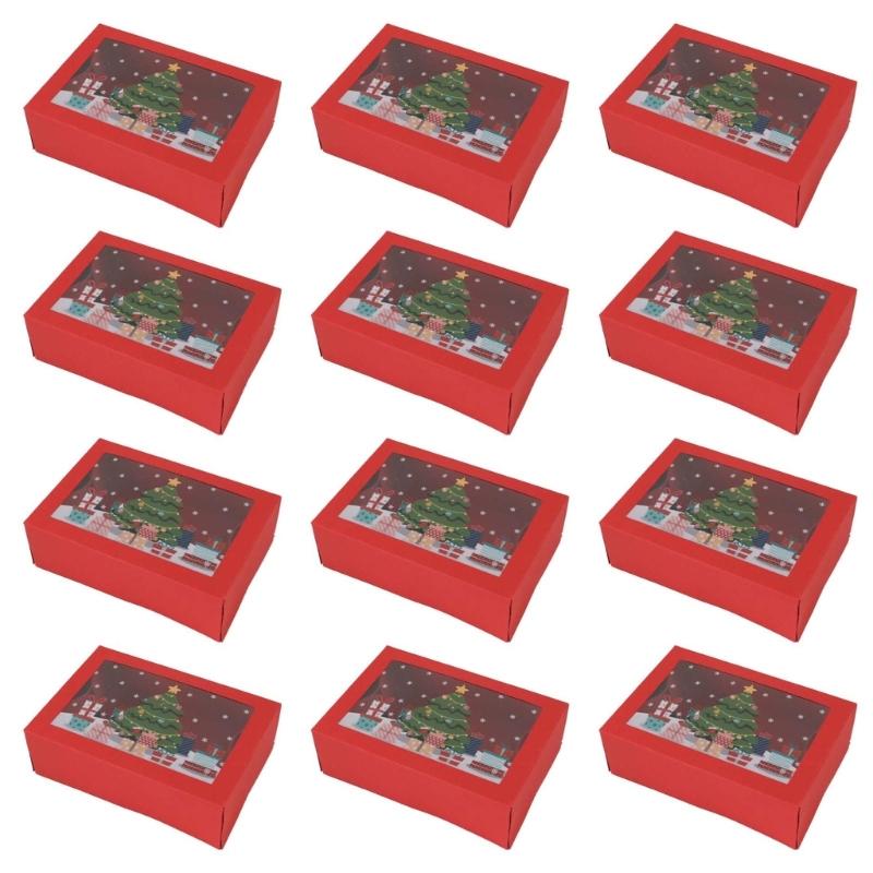 12 Pcs Christmas Cookie Boxes Holiday Gifts Baking Box Food Treat Container