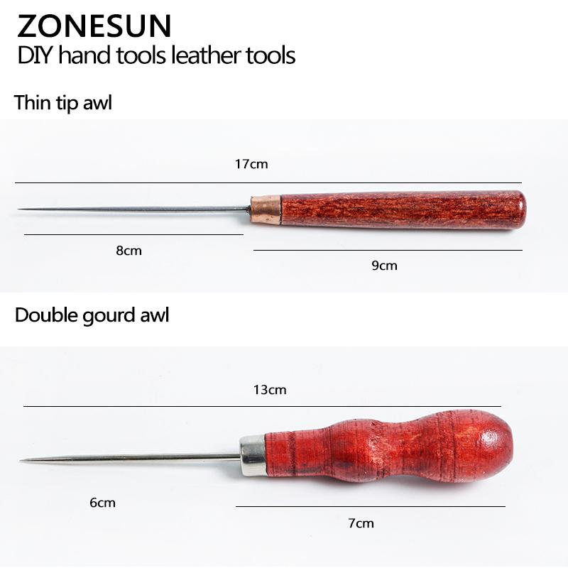 ZONESUN Leather Hole Punches Patchwork DIY Manual Leather Craft Tools Sewing Awl Stitcher Canvas Tent Sewing Needle Kit Hole
