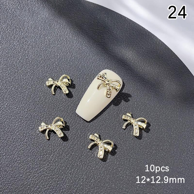 10Pcs Luxury Kawaii Bow Nail Art Charms 3D Alloy Bow Tie Jewelry Nail  Decoration Diy Accessories