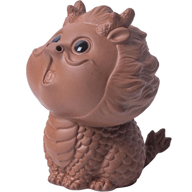 1pc Purple Clay Tea Pet Fortune God Beast 12 Zodiac Dragon Decoration Cute Mascot Tea Table Decoration Tea Play