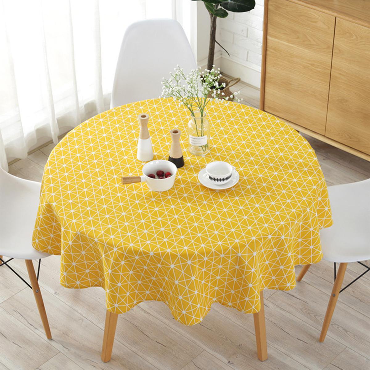 

Round Tablecloth Cotton Linen Plain Table Cloth Cover For Home Dining Tea Obrus Tafelkleed Mantel De Mesa Adorn Party Picnic 120x120cm жовтий