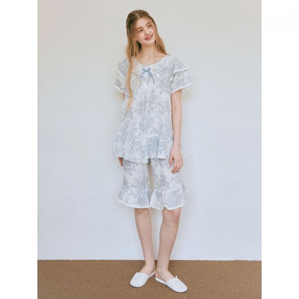 Lunaluz Women S French Twill Round Neck Short Sleeve Two Piece pajamaS
