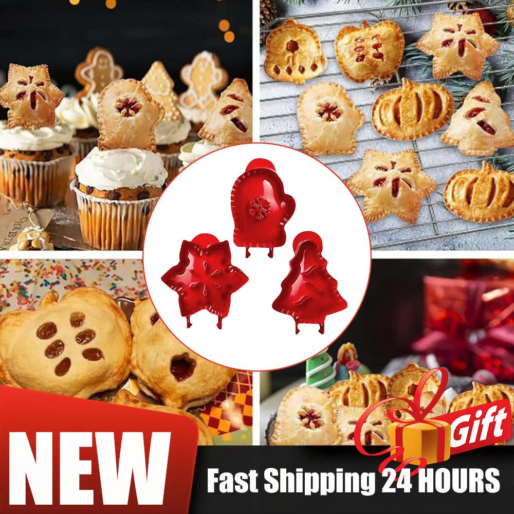 Halloween Christmas Mold Pie Cutter Mini Hand Pie Maker Non-Stick Xmas Pocket Pie Molds Small Dough Presser Cookie Baking Mould