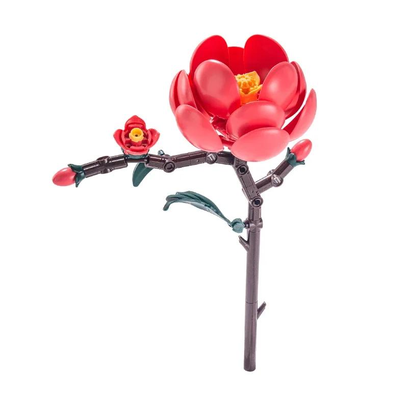 Нетоксичные Новые Строительные Блоки Идеи Moc Романтический Букет Тюльпаны Роза Цветок Кирпичики Дом Украшение Игрушки Diy Креативный Подарок