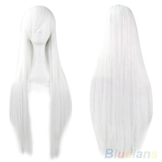 Moda Ragazze Donne Lunghe Cosplay Frangia Obliqua Dritto Parrucche Complete Estensioni Capelli