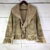 CONCERTINA / Rabbit Fur Coat / Outerwear [9 / Women's M / Beige] Flared Collar & Hem / Leather Coat