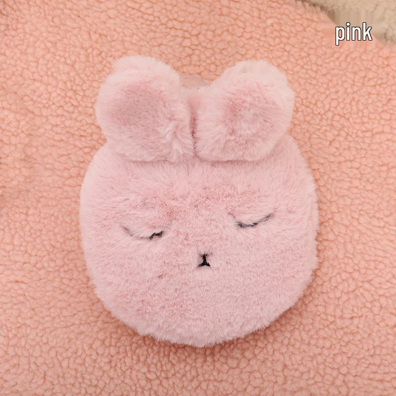 Bolsa de Água Quente Pelúcia Pelo de Coelho Estilo Coreano Extra Grande - Aquecedor de Mãos Compressão Quente PVC.