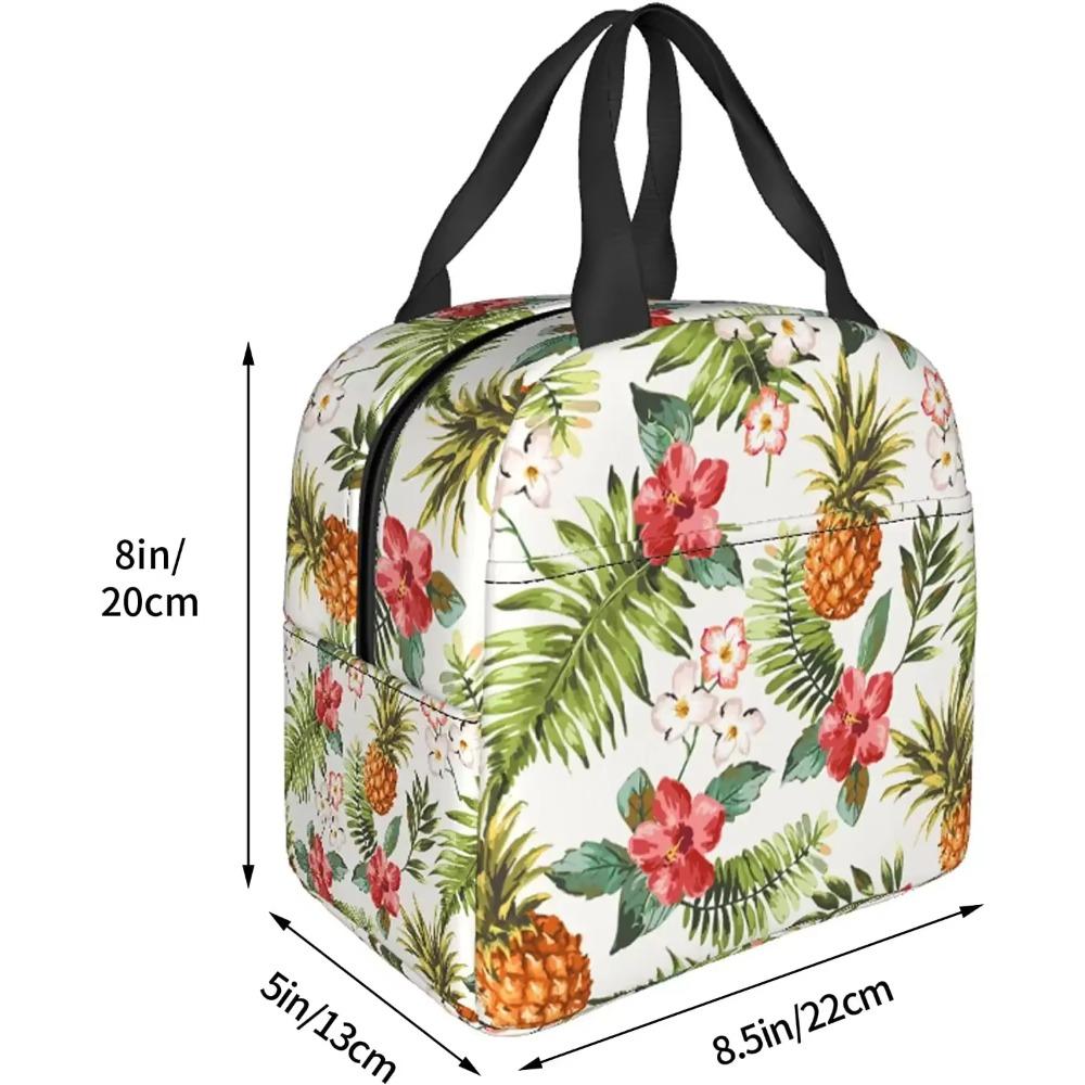 Hawaiian Tropical Pineapple Lunch Bags for Women Insulated Lunch Box Cooler Thermal Tote Bag for Work School Hiking Picnic